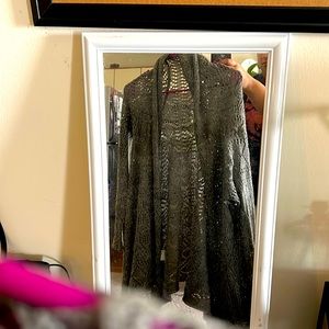 gray hi-lo knit cardigan